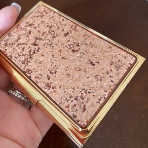 Gold and pink glitter business card holder
